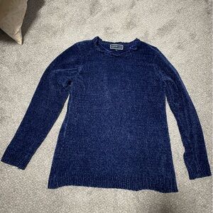 Karen Scott Blue Chenille Pullover